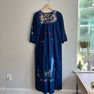 Vintage 70s long embroidered dress